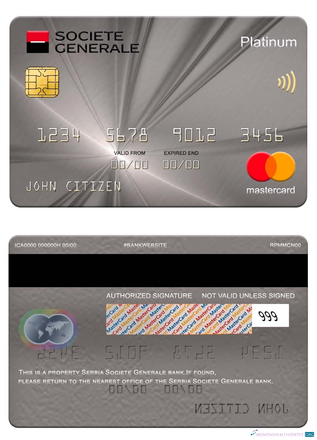 Download Serbia Societe Generale bank platinum mastercard Photoshop template